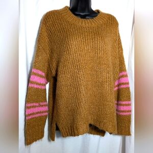 Women's Aerie Fuzzy Feels Sweater, Tan & Pink | Size XS - Stretchy would‎ fit S